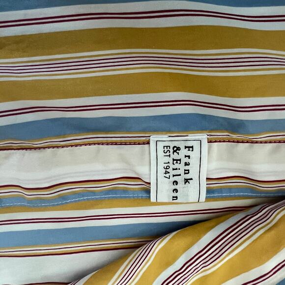 Frank & Eileen Gold Striped Multicolored Eileen Button Up Shirt Size M - Picture 6 of 13